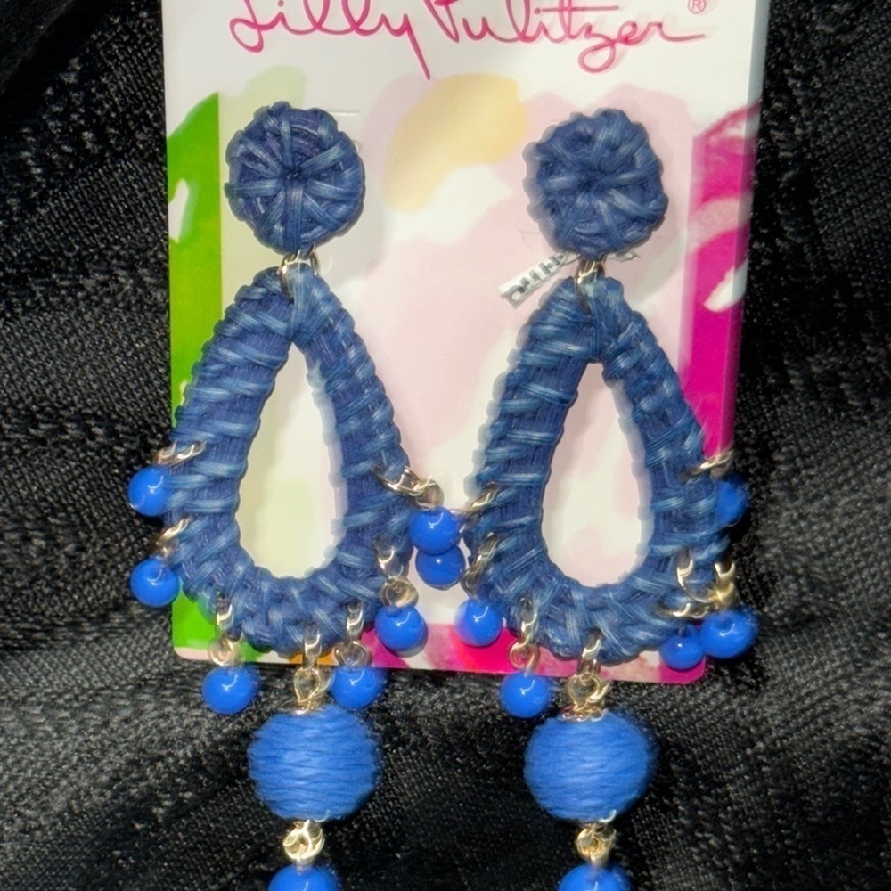 Lilly Pulitzer Blue Statement Earrings - Picture 2 of 5